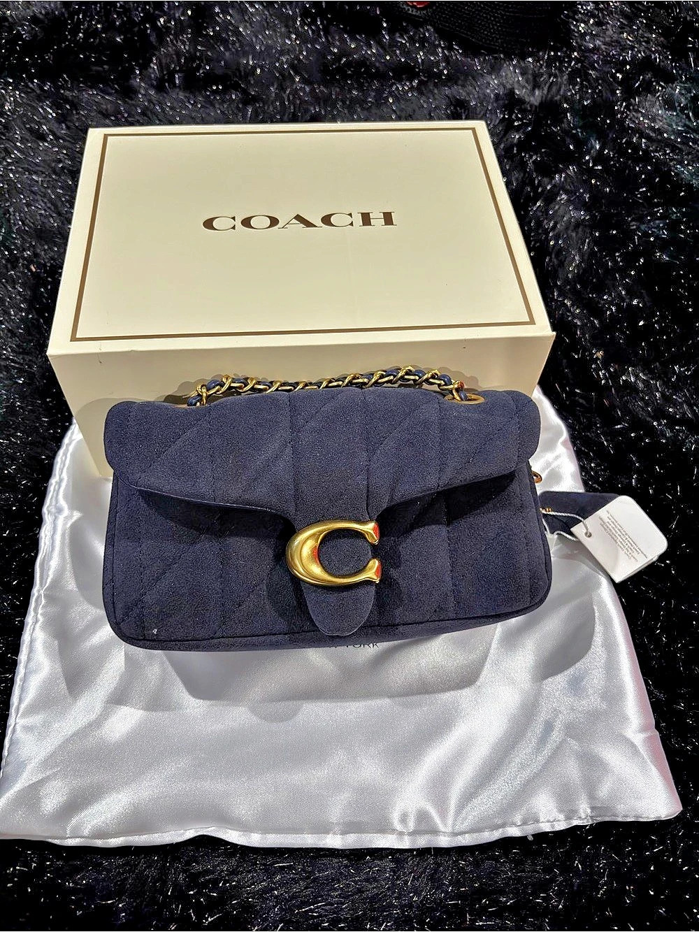 Coach Quilted Tabby Shoulder Bag 26 Blue NWT
